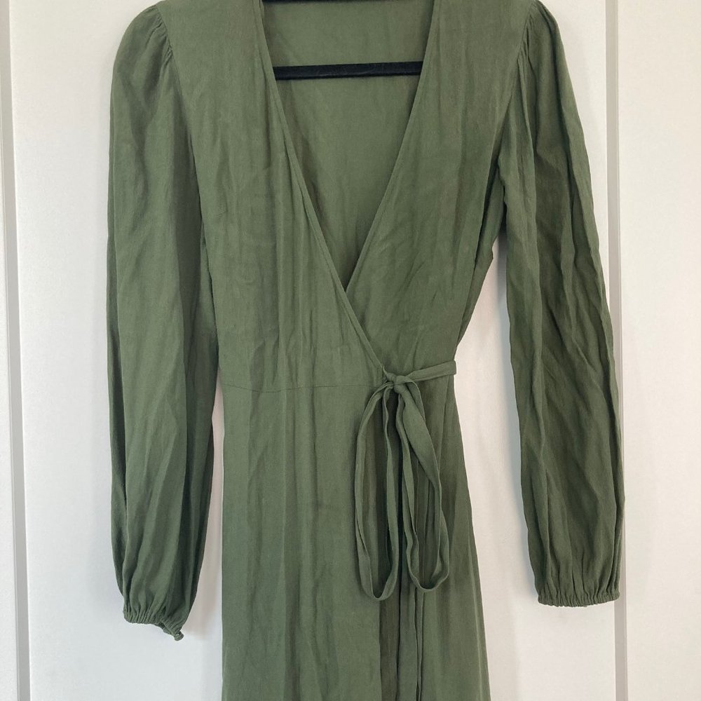 & Other Stories Green Wrap Dress
